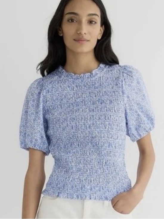 J. Crew Tops - J. Crew Puff-sleeve smocked top in Liberty® D'Anjo Coast fabric Small